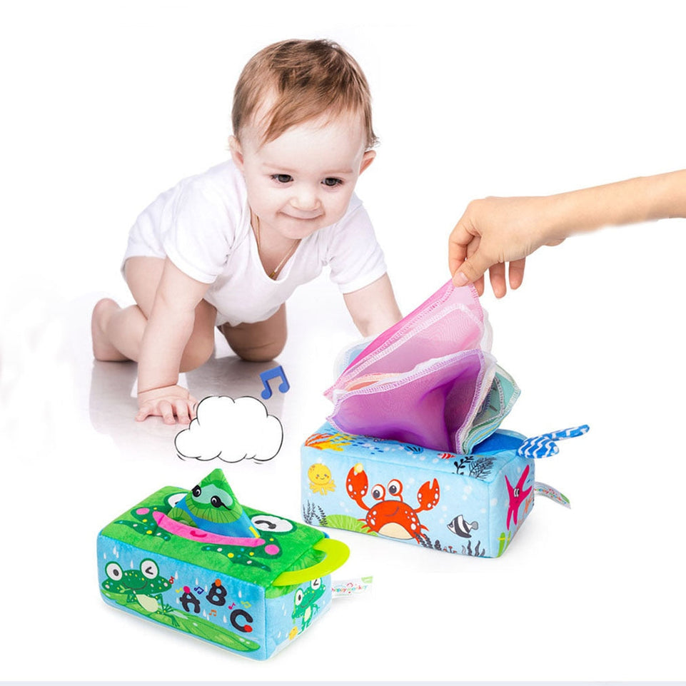 Montessori Toys Baby Pull Along Tissue Box Sensory Toy 0 18 Months Kids Educational Games Child Finger Exercise Development Toy